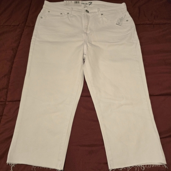 Seven7 Womens Breezy Crop High Rise Skimmer Cropped Raw Hem Jeans White Size 8 - Picture 1 of 8
